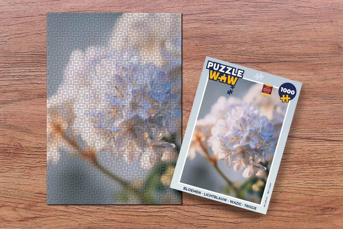 PuzzleWow Bloemen Legpuzzel 1000 Stuks - Lichtblauw