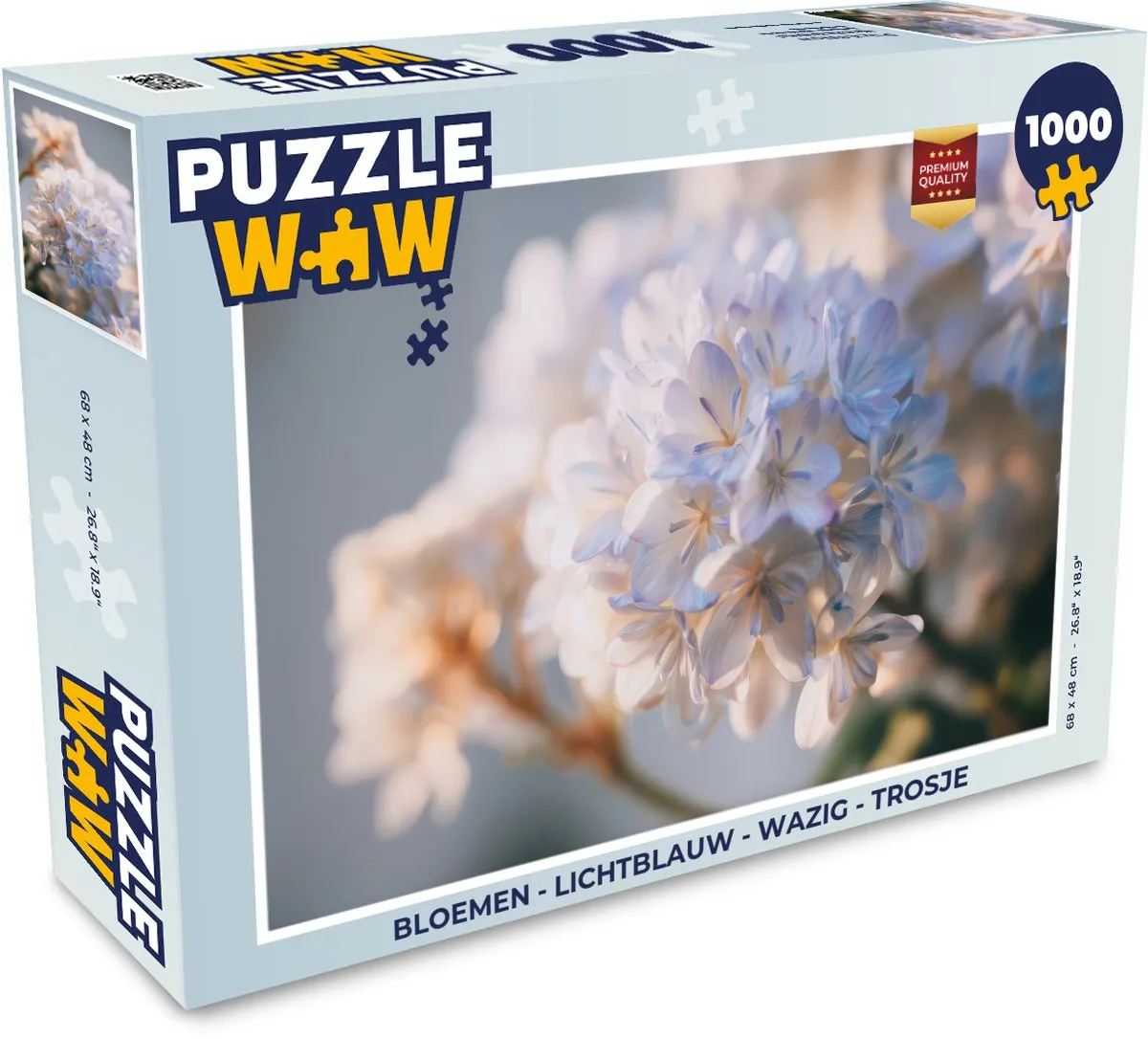 PuzzleWow Bloemen Legpuzzel 1000 Stuks - Lichtblauw
