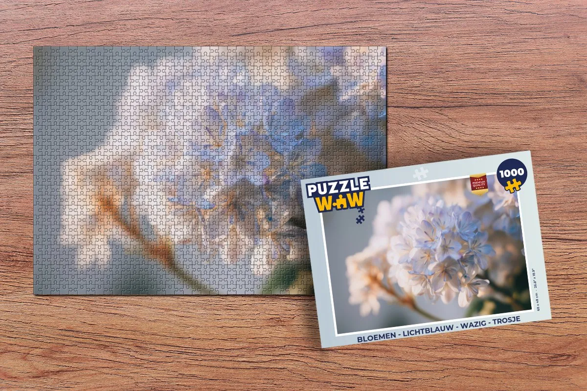 PuzzleWow Bloemen Legpuzzel 1000 Stuks - Lichtblauw