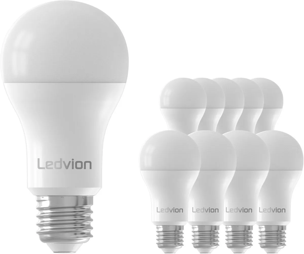 LEDVION 10x E27 LED Lamp Dimbaar 8.8W 2700K
