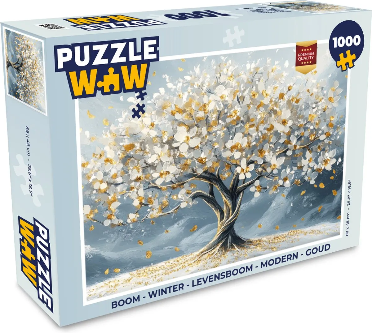 PuzzleWow Levensboom Winter Legpuzzel 1000 Stuks - Goud