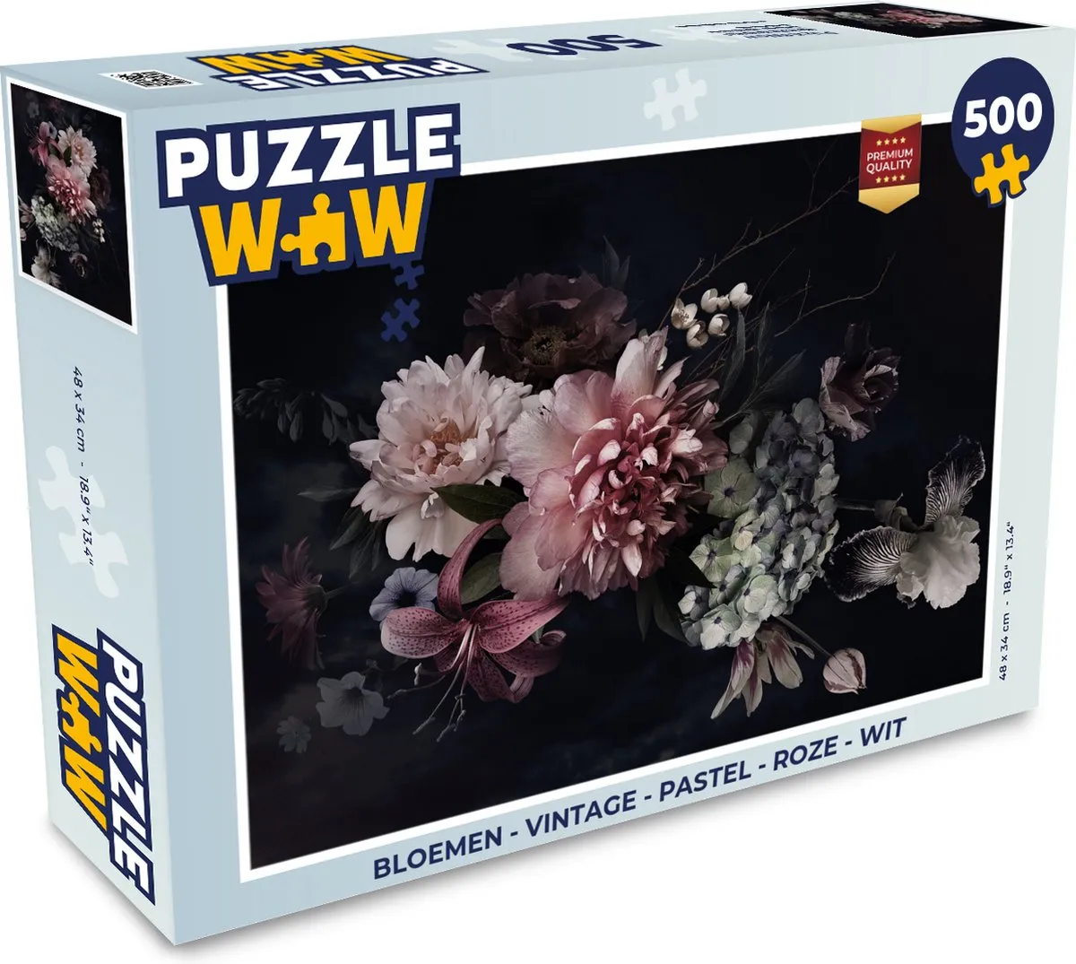 PuzzleWow Bloemen Vintage Legpuzzel 500 Stuks - Multicolor