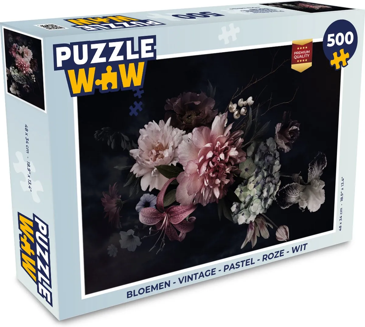 PuzzleWow Bloemen Vintage Legpuzzel 500 Stuks - Multicolor