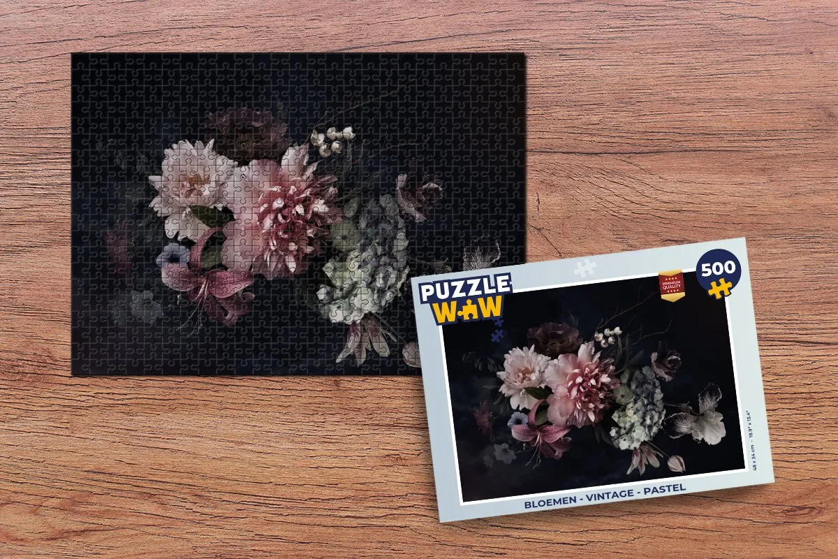 PuzzleWow Bloemen Vintage Legpuzzel 500 Stuks - Multicolor
