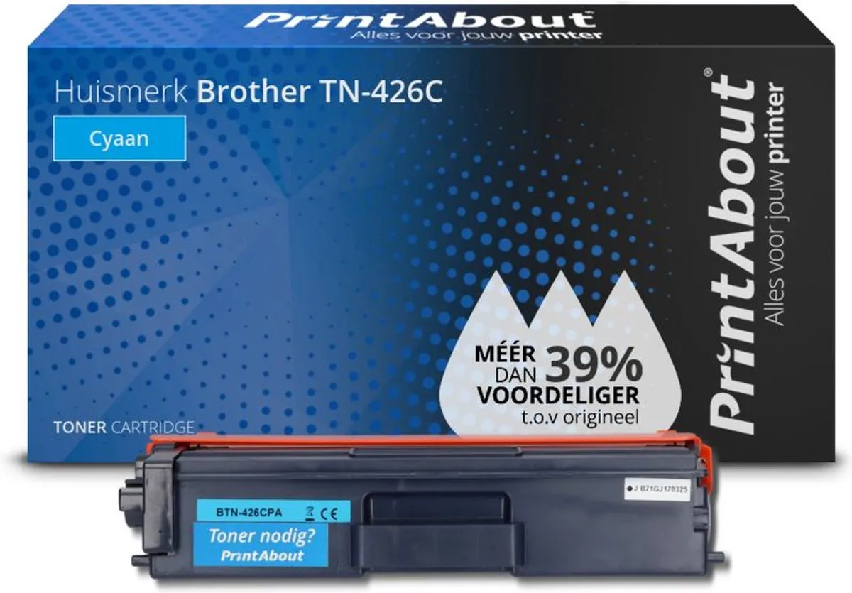 PrintAbout Huismerk Brother TN-426C Toner Cyaan - 7.000 Pagina's