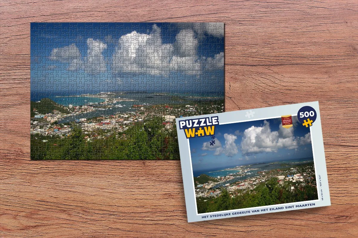 PuzzleWow Het Stedelijke Gedeelte van Sint Maarten Legpuzzel 500 Stuks - Multicolor