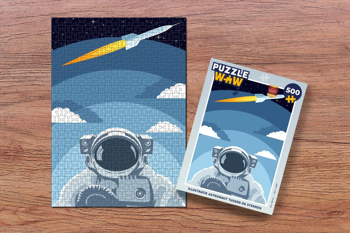PuzzleWow Astronaut Raket Wolken Legpuzzel 500 Stuks - Multicolor