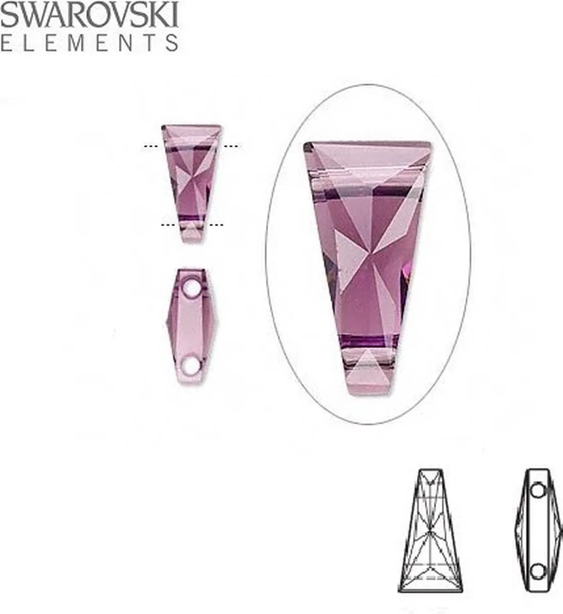 Swarovski Elements Keystone Amethyst 17x9mm