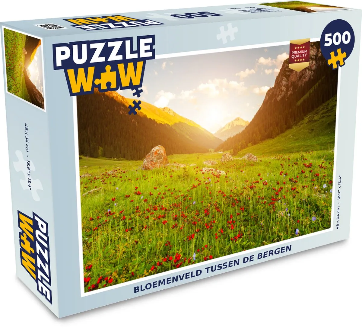 PuzzleWow Bloemen Berg Zon Legpuzzel 500 Stuks