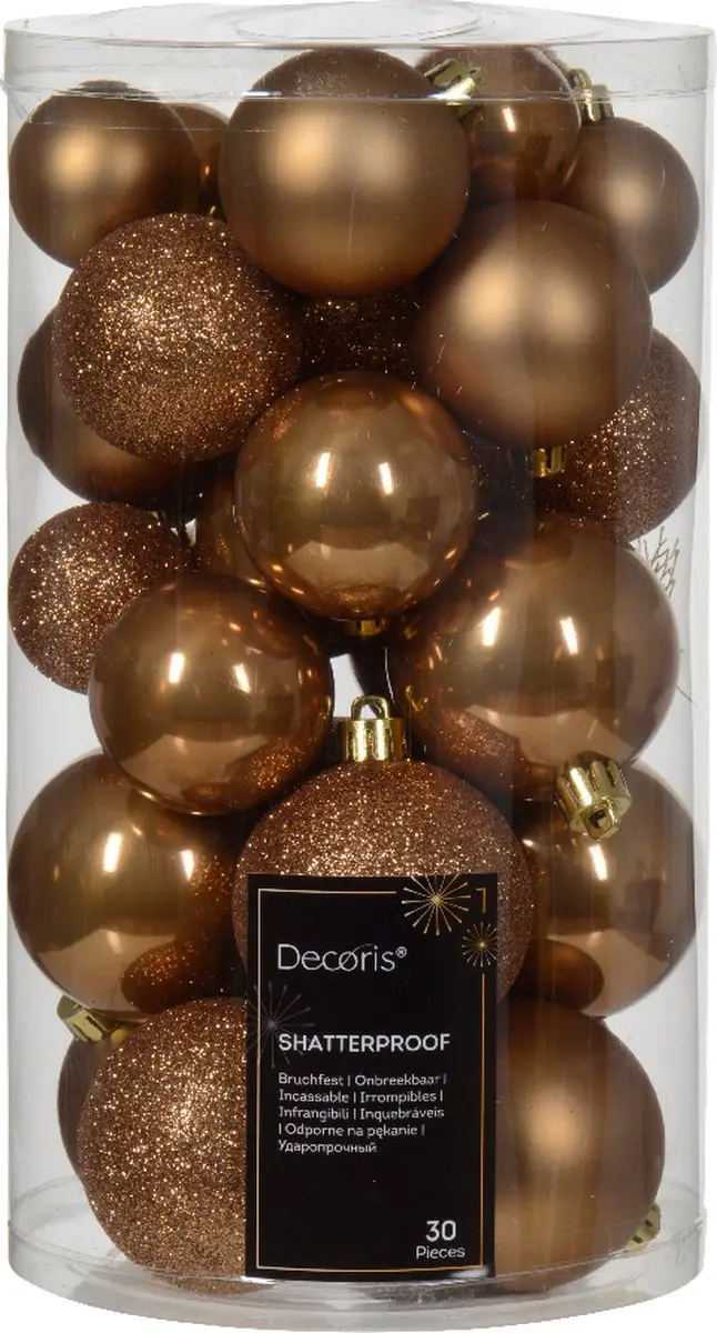 Decoris Kunststof Kerstballen - 30 Stuks Espresso - afbeelding 2 van 2