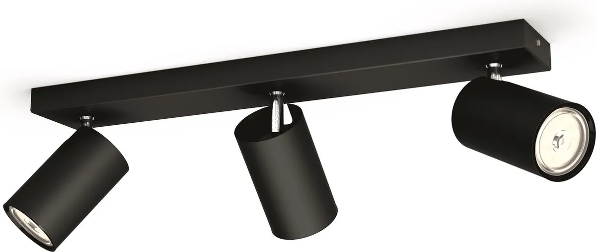 Philips Kosipo Opbouwspot Zwart - 3x GU10 4.6W Warmwit