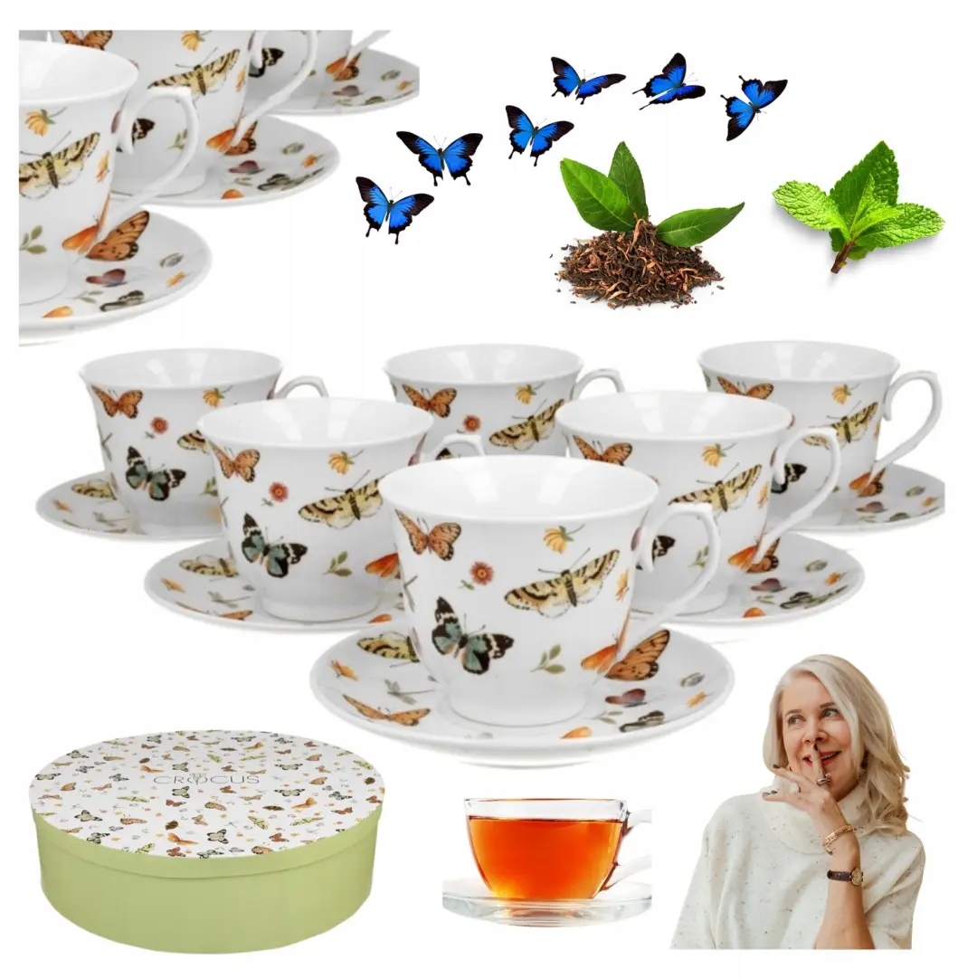Porseleinen Koffie- en Theekopjes met Schotels, 6 stuks, 250 ml