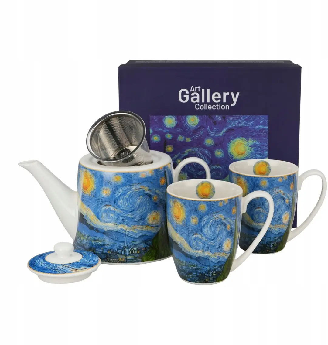Theepot met infuser & 2 mokken 360ml Sterrennacht Van Gogh