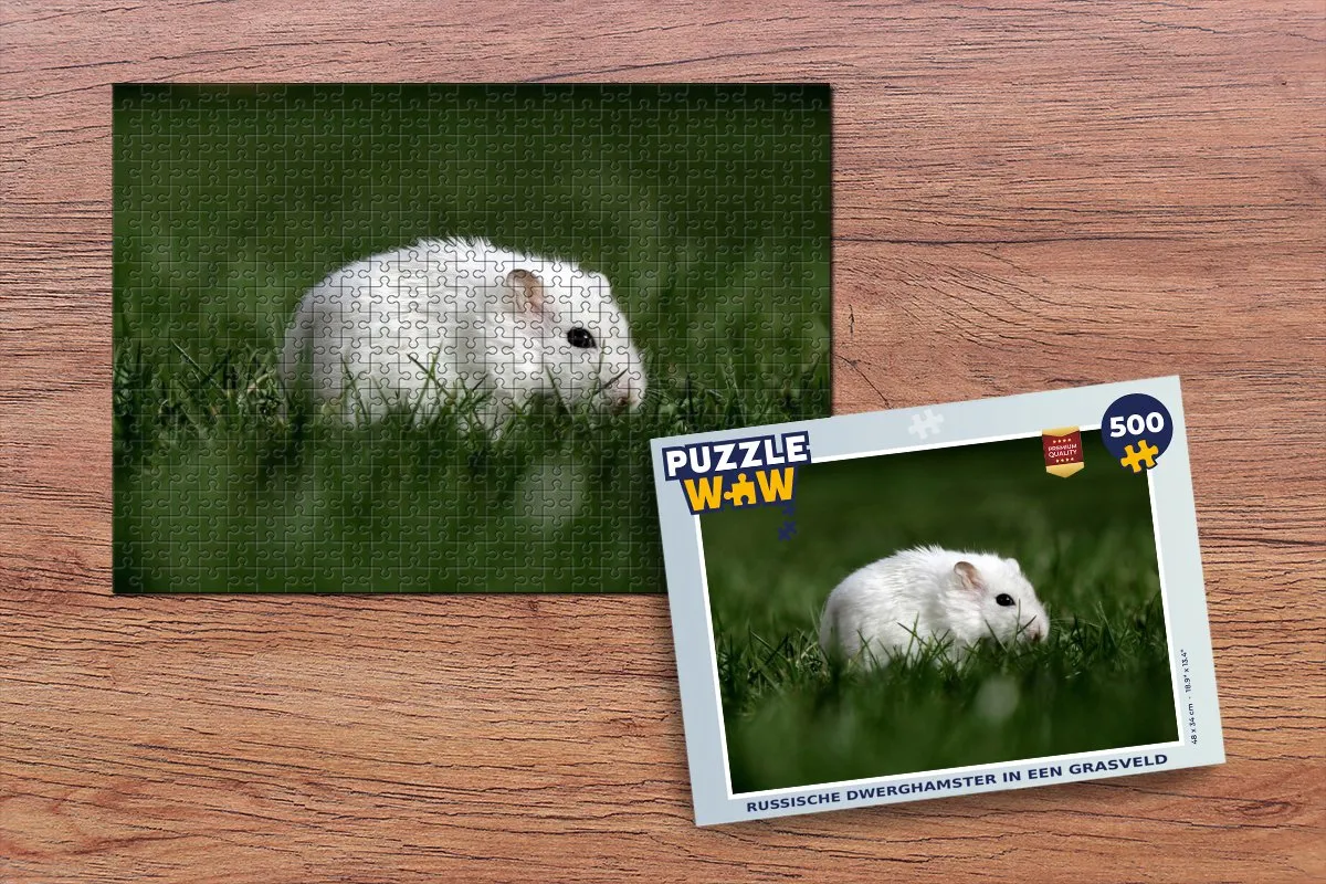 PuzzleWow Legpuzzel 500 Stuks - Russische Dwerghamster in Grasveld Multicolor