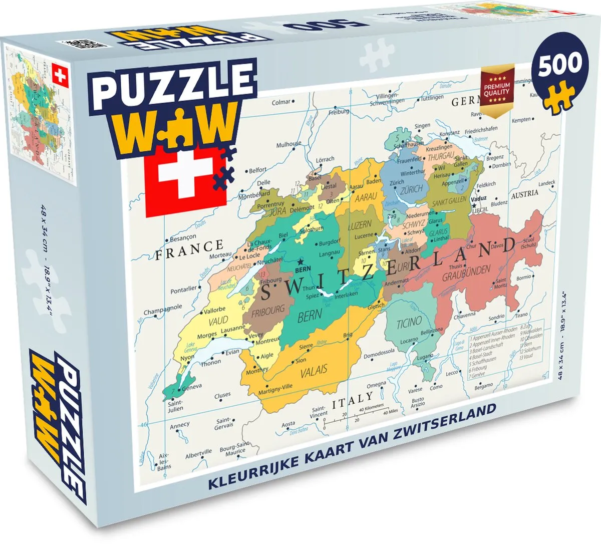 PuzzleWow Zwitserland Legpuzzel 500 Stuks