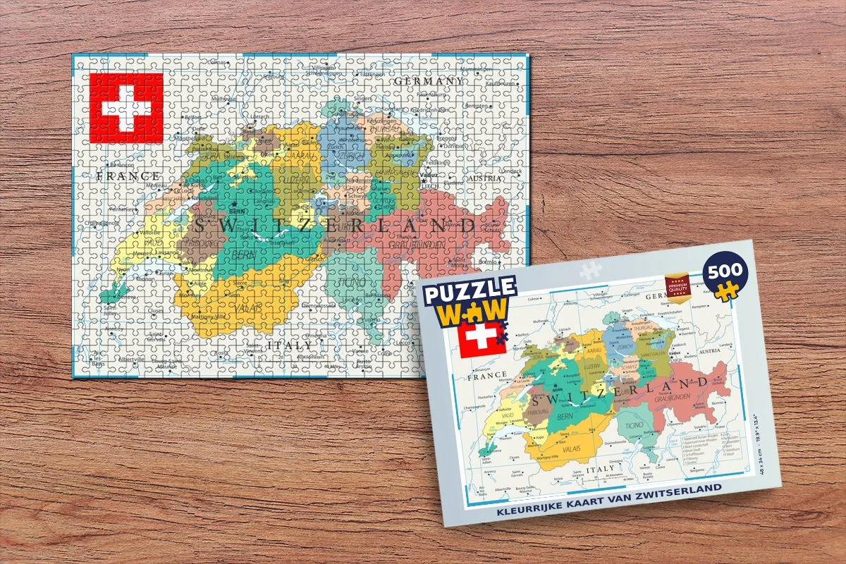 PuzzleWow Zwitserland Legpuzzel 500 Stuks - Multicolor