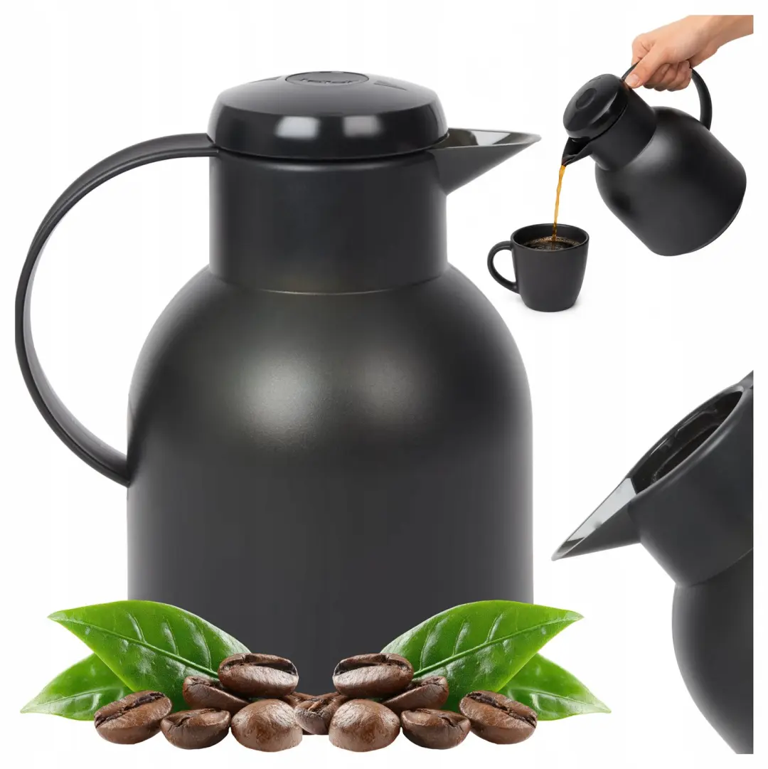 Zwarte Thermoskan met 1L Capaciteit