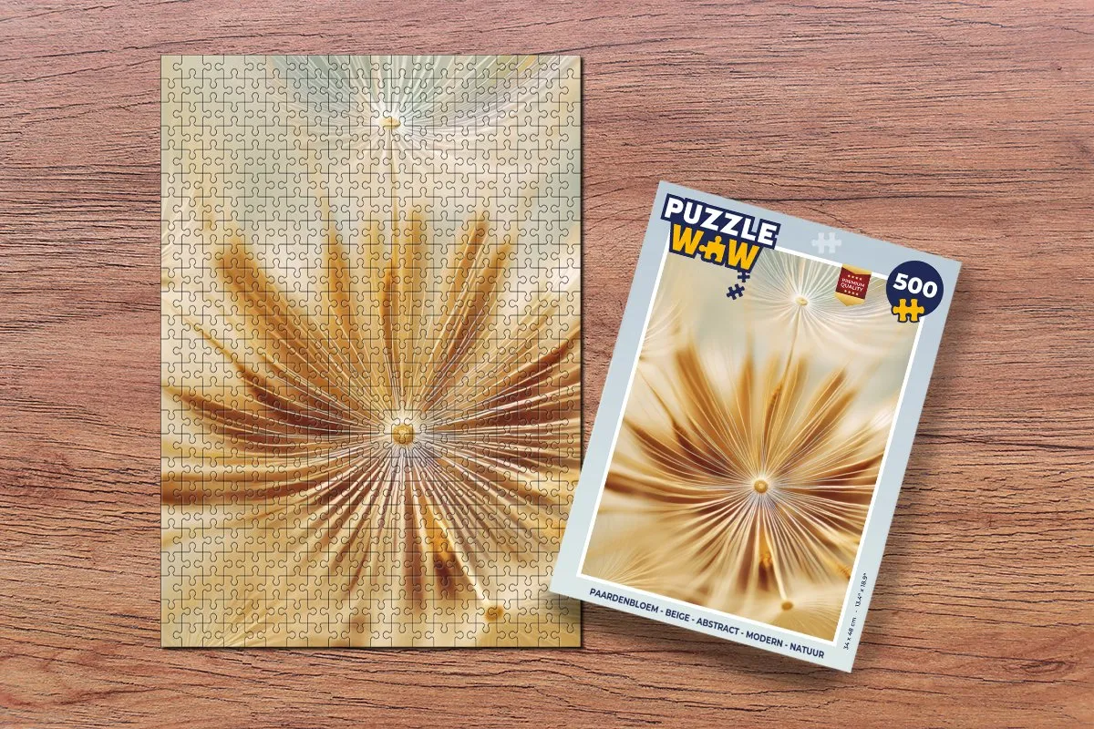 PuzzleWow Paardenbloem Legpuzzel 500 Stuks - Abstract Beige