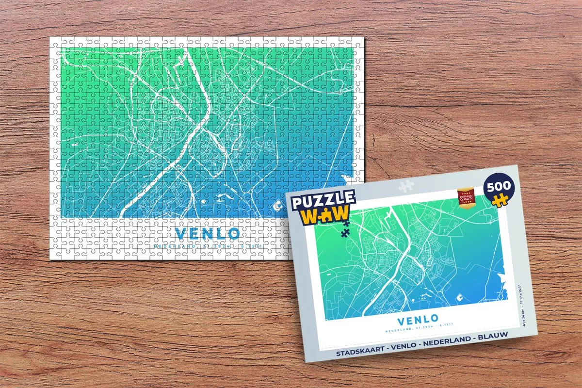 PuzzleWow Stadskaart Venlo Nederland Legpuzzel 500 Stuks - Multicolor