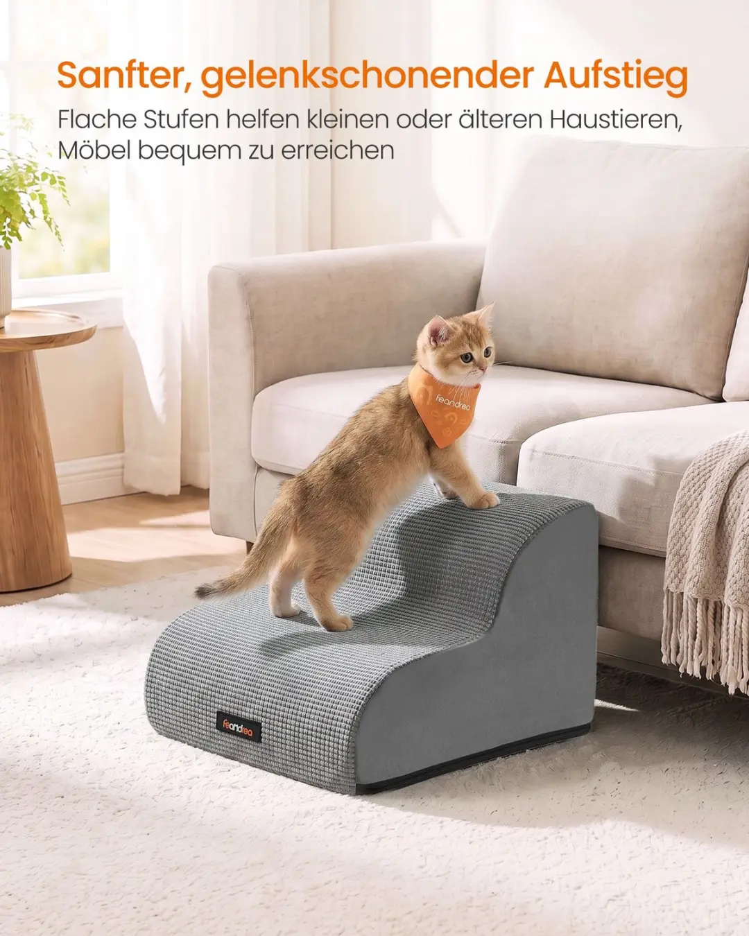 Songmics Antislip hondentrap 2 treden schuim - Grijs - afbeelding 5 van 6