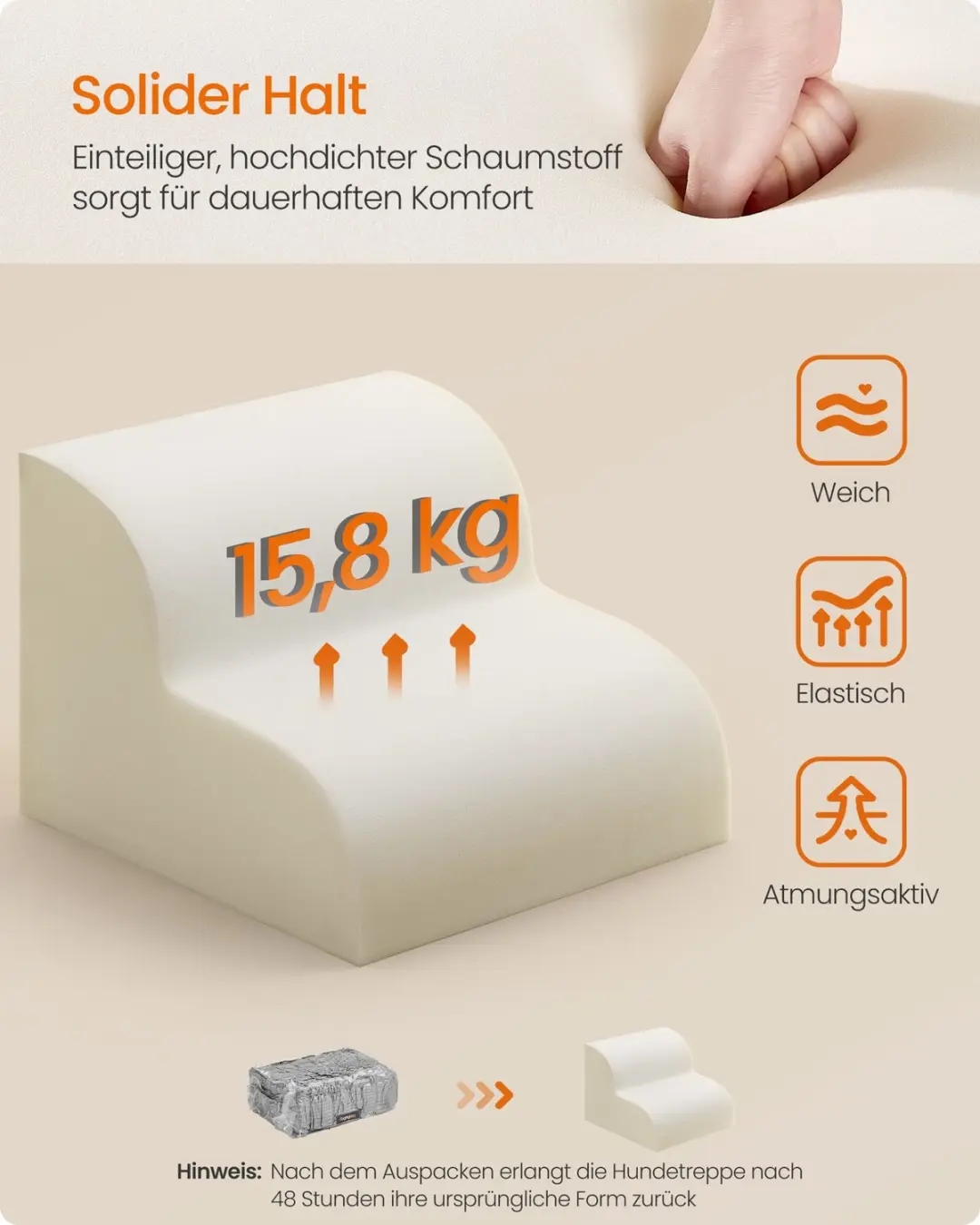 Songmics Antislip hondentrap 2 treden schuim - Grijs - afbeelding 3 van 6