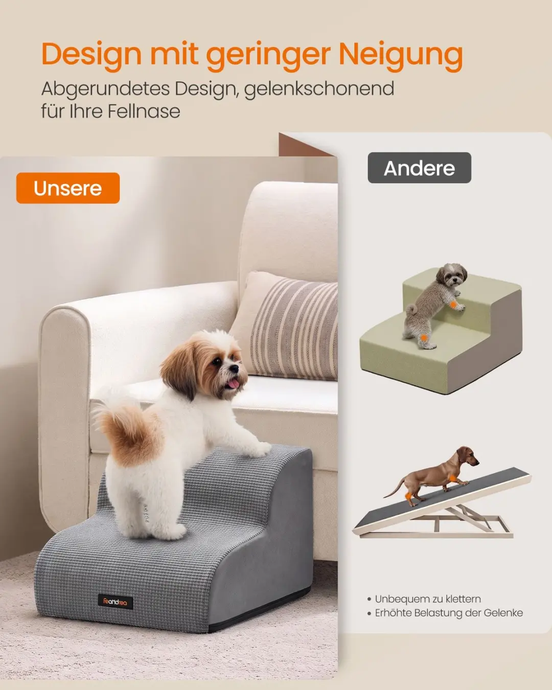 Songmics Antislip hondentrap 2 treden schuim - Grijs - afbeelding 6 van 6
