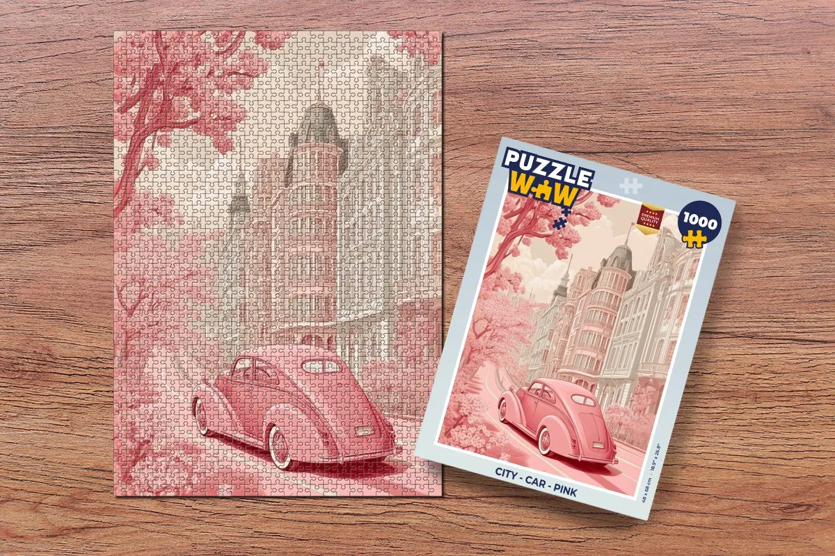 PuzzleWow Puzzel City Auto Roze Legpuzzel 1000 Stuks