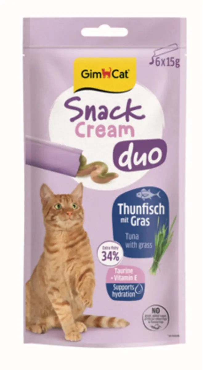 GimCat Cream Duo Kattensnacks Tonijn & Gras