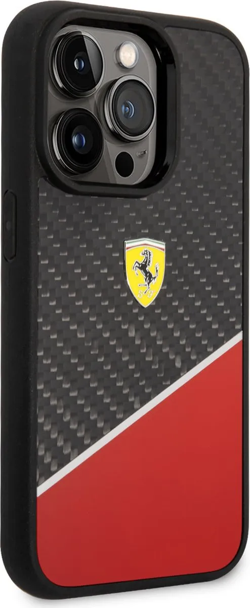 Ferrari iPhone 14 Pro Carbon Backcover - Rood