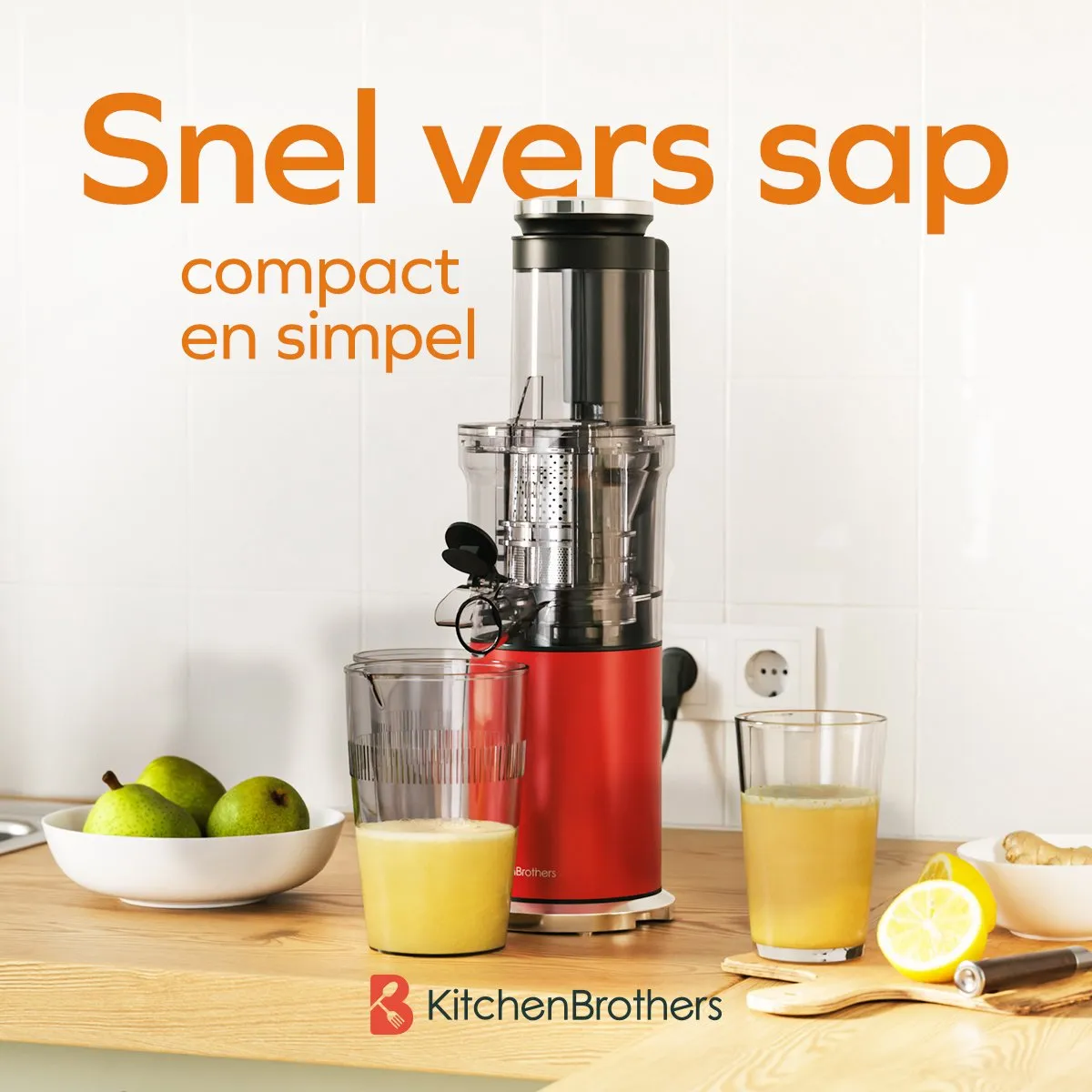 KitchenBrothers KB1004147 Slowjuicer 750ml - Rood