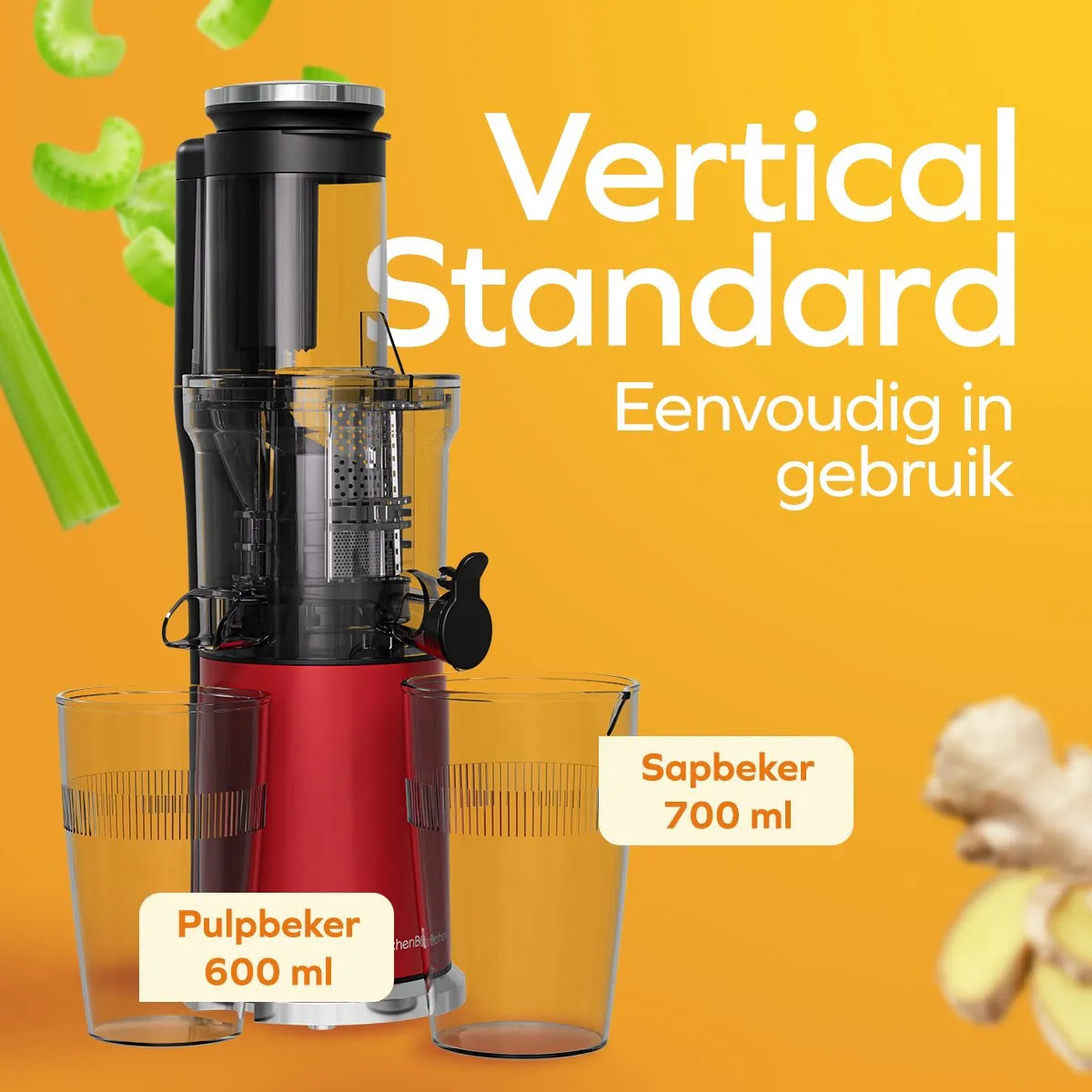 KitchenBrothers KB1004147 Slowjuicer 750ml - Rood