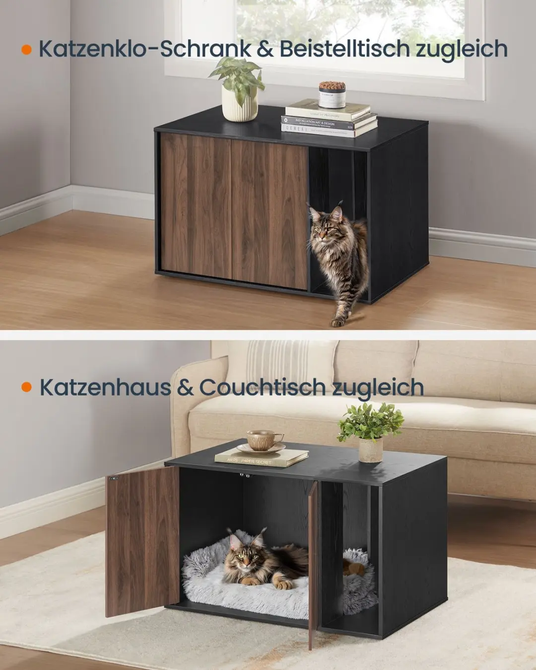 Songmics Kattenbakmeubel PCL013BK01 - Zwart - afbeelding 2 van 6
