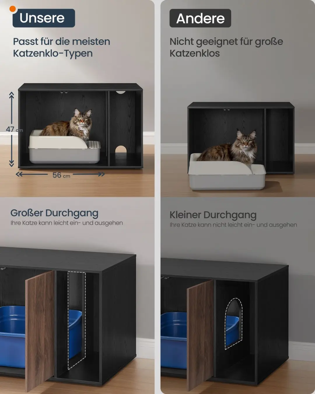 Songmics Kattenbakmeubel PCL013BK01 - Zwart - afbeelding 5 van 6