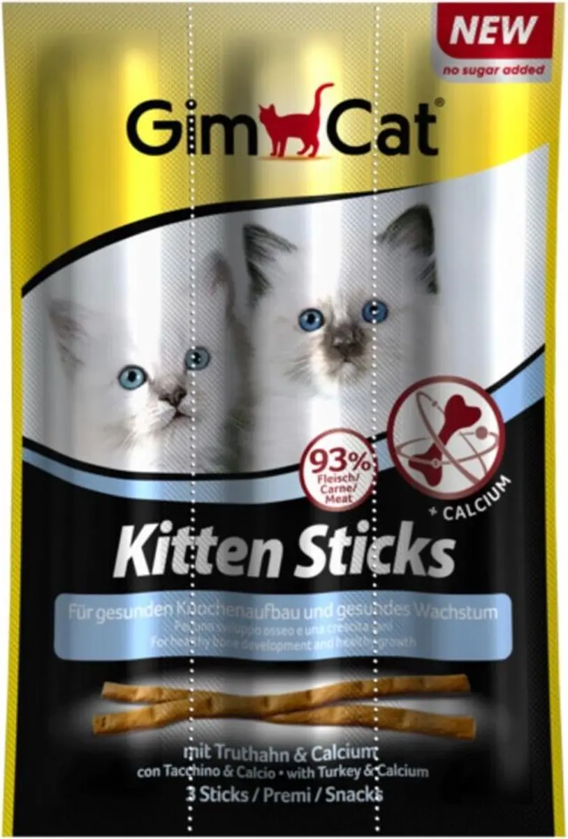 24x GimCat Sticks Kitten Kalkoen 3 stuks