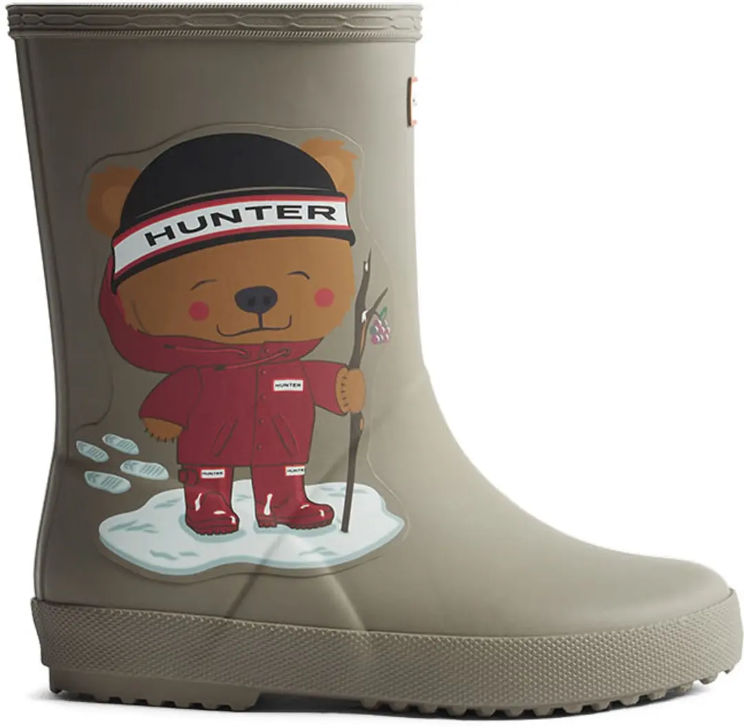 First Bear Print Insulated Kinder Regenlaarzen Rubber Grijs Waterdicht - afbeelding 2 van 2