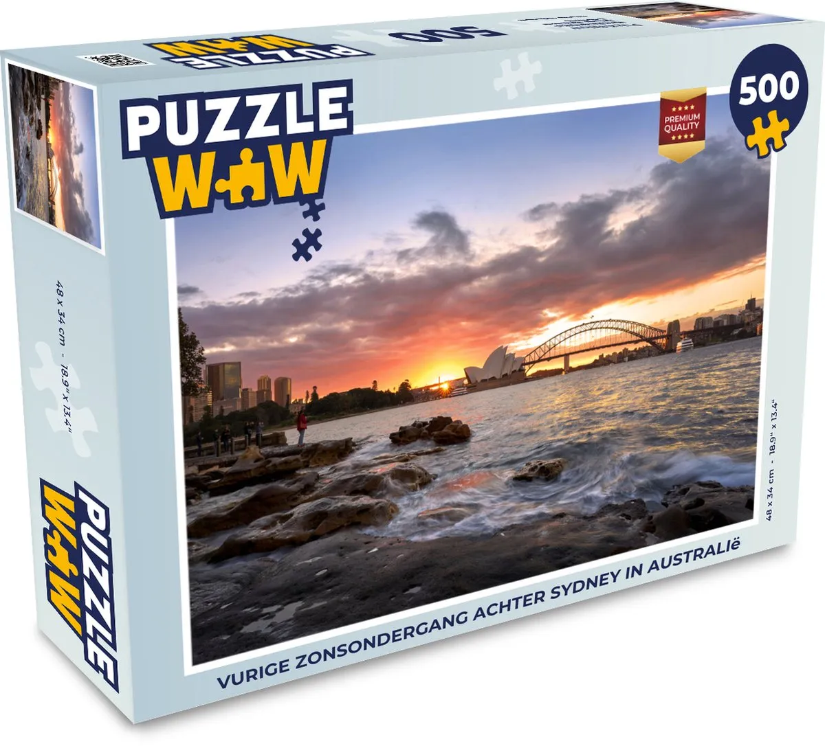 PuzzleWow Legpuzzel Vurige Zonsondergang Sydney 500 Stuks - Multicolor