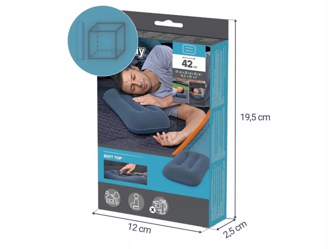 Bestway 67121 Opblaasbaar Velours Hoofdkussen - Blauw - afbeelding 3 van 6