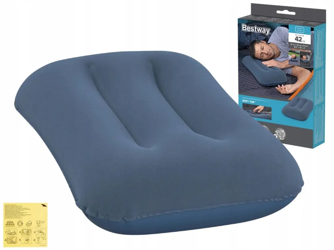 Bestway 67121 Opblaasbaar Velours Hoofdkussen - Blauw - afbeelding 5 van 6