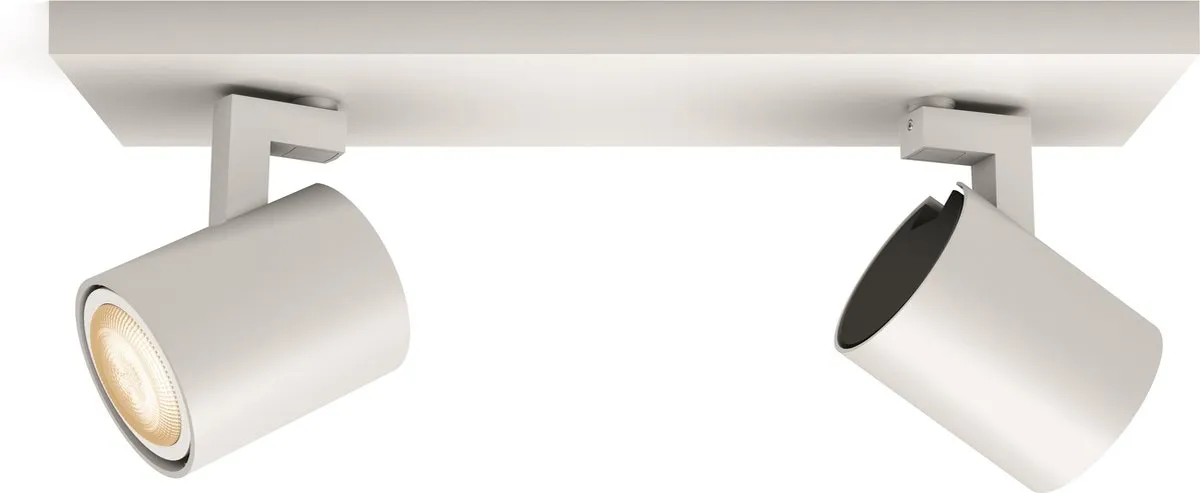 Philips Runner Opbouwspot GU10 - 2x Warmwit 4,6W - Wit