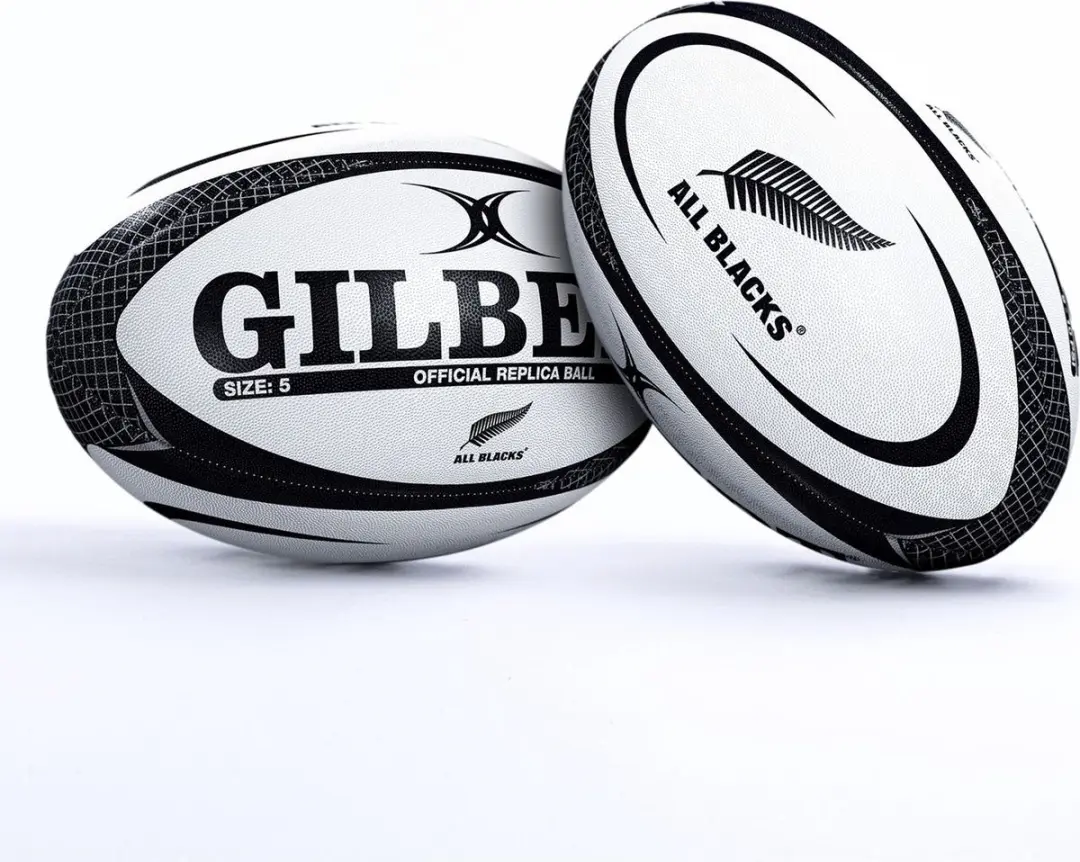 Gilbert All Blacks Replica Rugbybal 5 - Wit - afbeelding 2 van 5