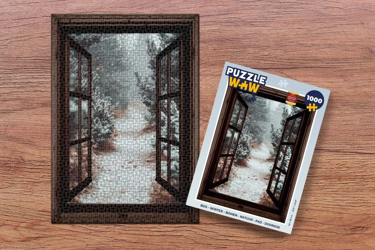PuzzleWow Winter Bospad Legpuzzel 1000 Stuks