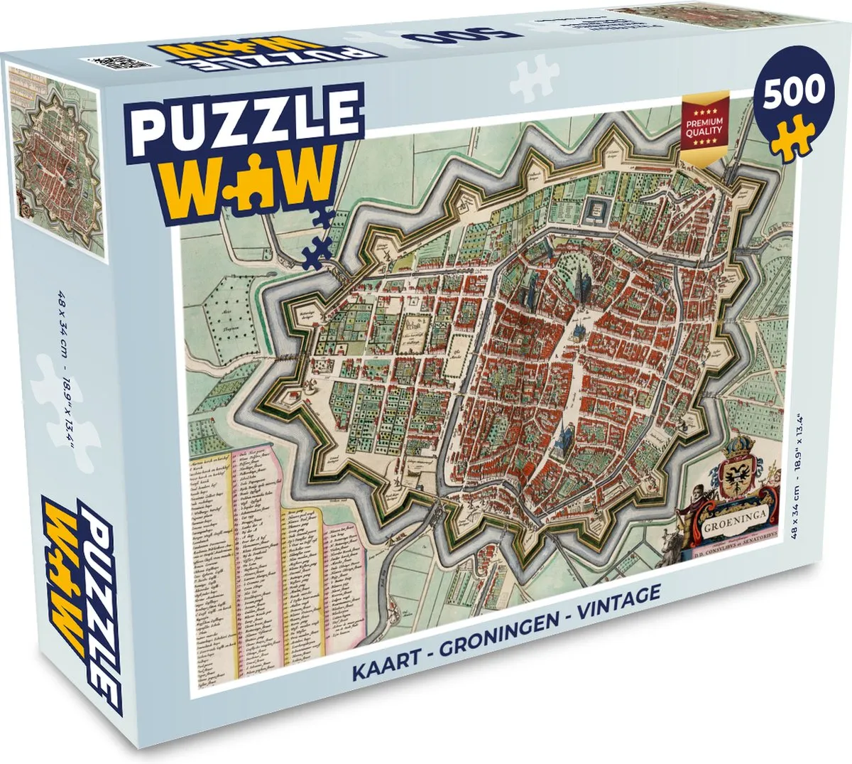 PuzzleWow Groningen Vintage Legpuzzel 500 Stuks - Multicolor