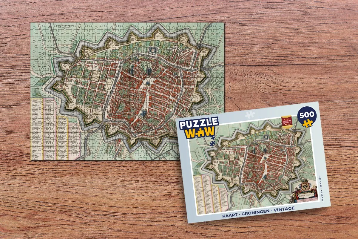 PuzzleWow Groningen Vintage Legpuzzel 500 Stuks - Multicolor