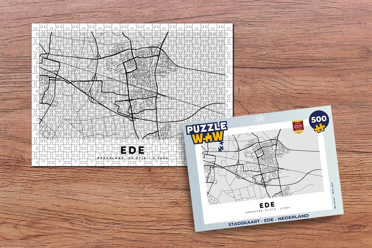 PuzzleWow Stadskaart Ede Nederland Legpuzzel 500 Stuks - Multicolor
