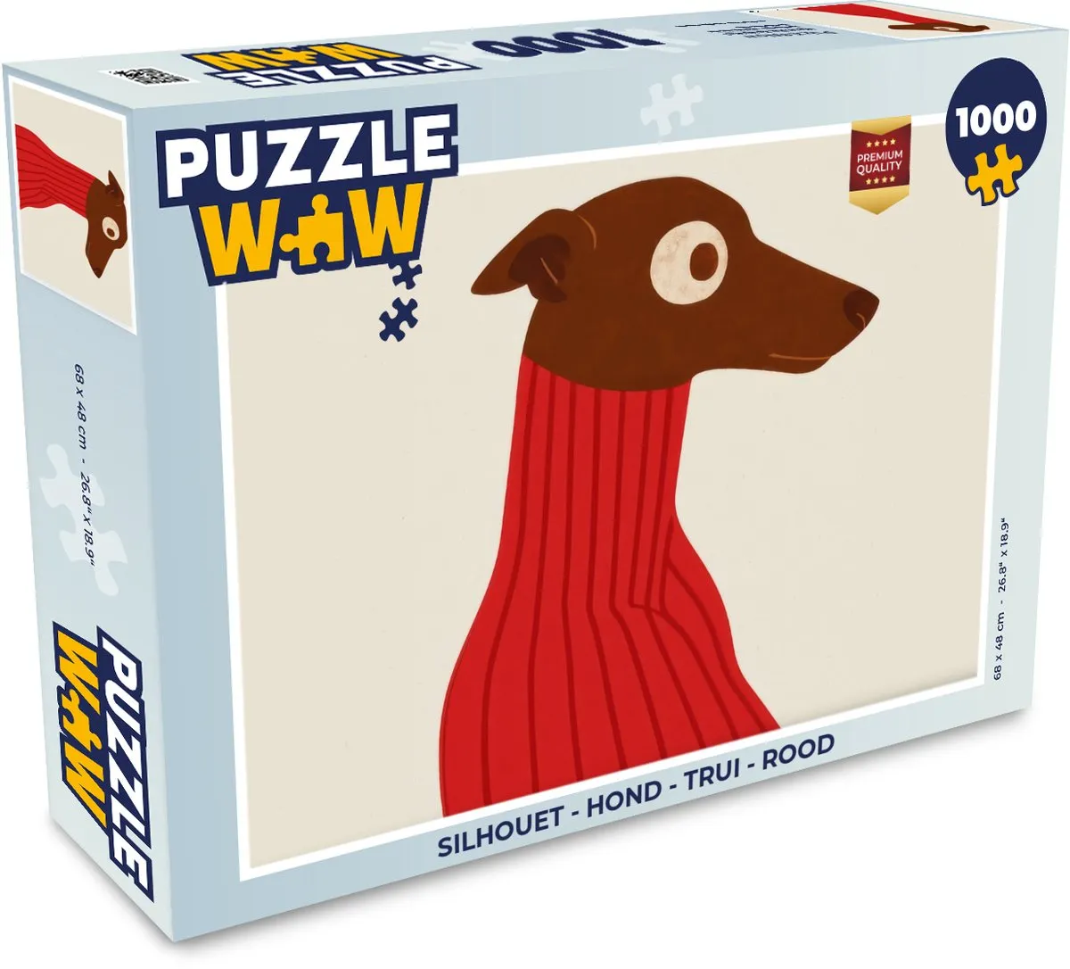PuzzleWow Silhouet Hond Trui Legpuzzel 1000 Stuks - Rood