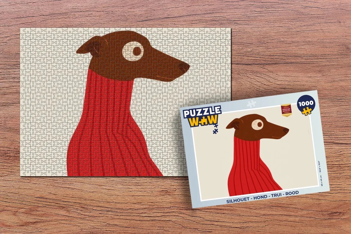 PuzzleWow Silhouet Hond Trui Legpuzzel 1000 Stuks - Rood
