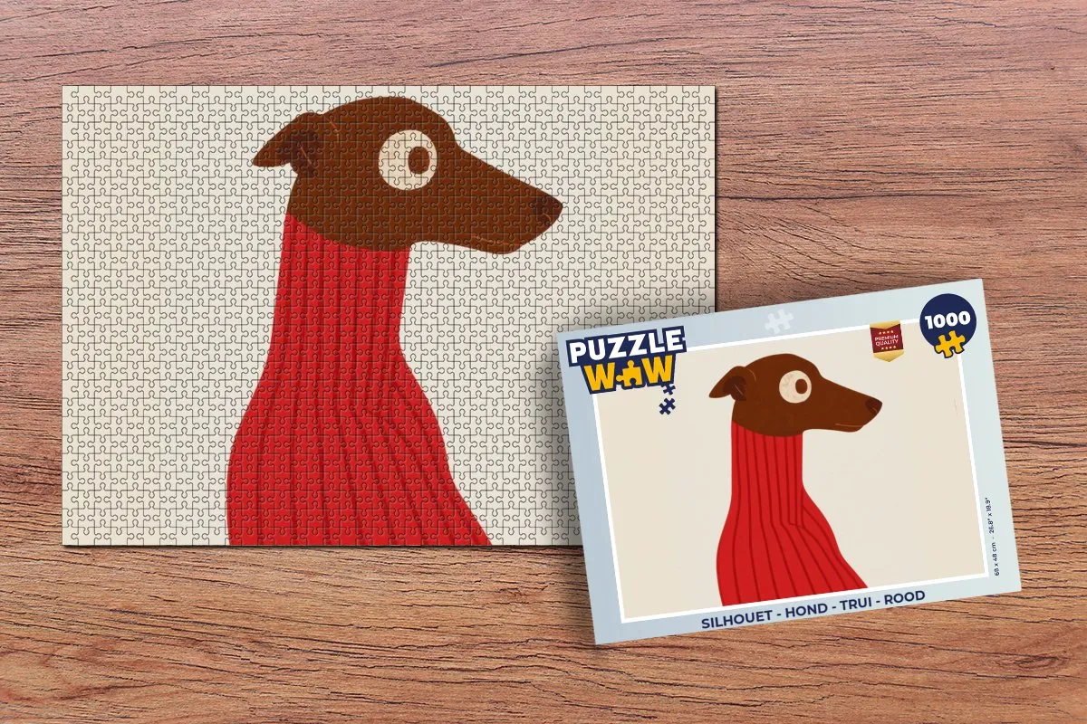 PuzzleWow Silhouet Hond Trui Legpuzzel 1000 Stuks - Rood
