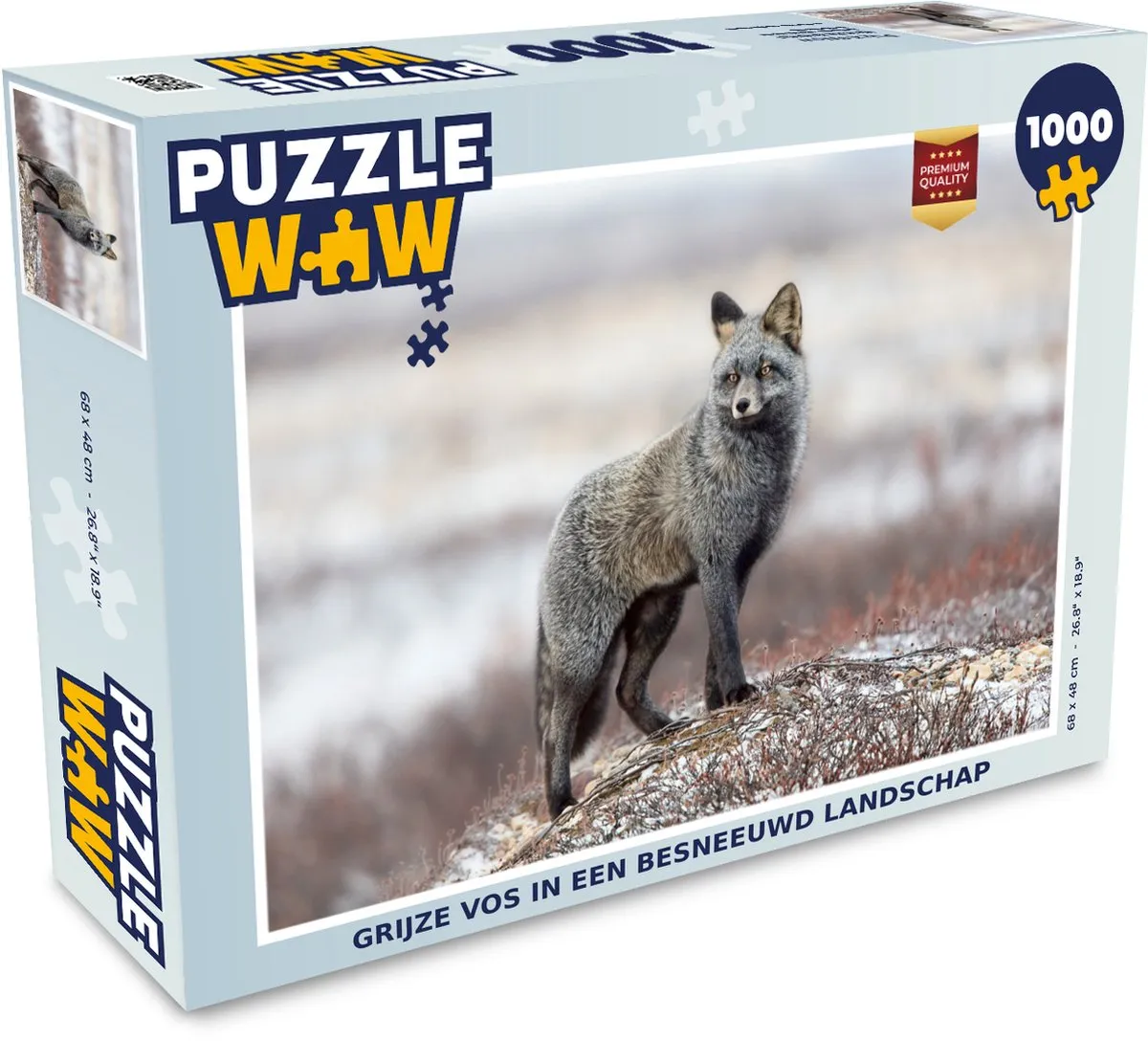 PuzzleWow Vos Winter Heuvel Legpuzzel 1000 Stuks