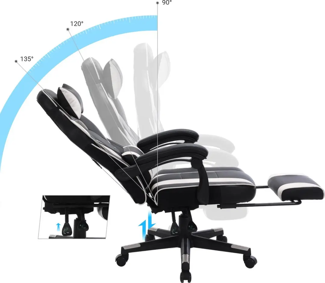 Songmics OBG73BW Gamingstoel - Zwart/Wit - afbeelding 3 van 6