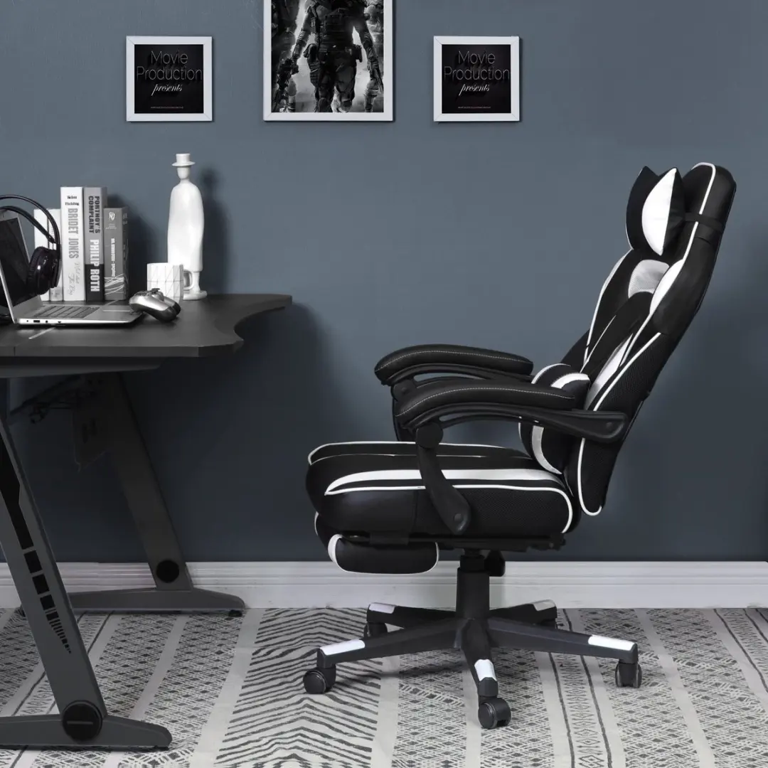 Songmics OBG73BW Gamingstoel - Zwart/Wit - afbeelding 6 van 6